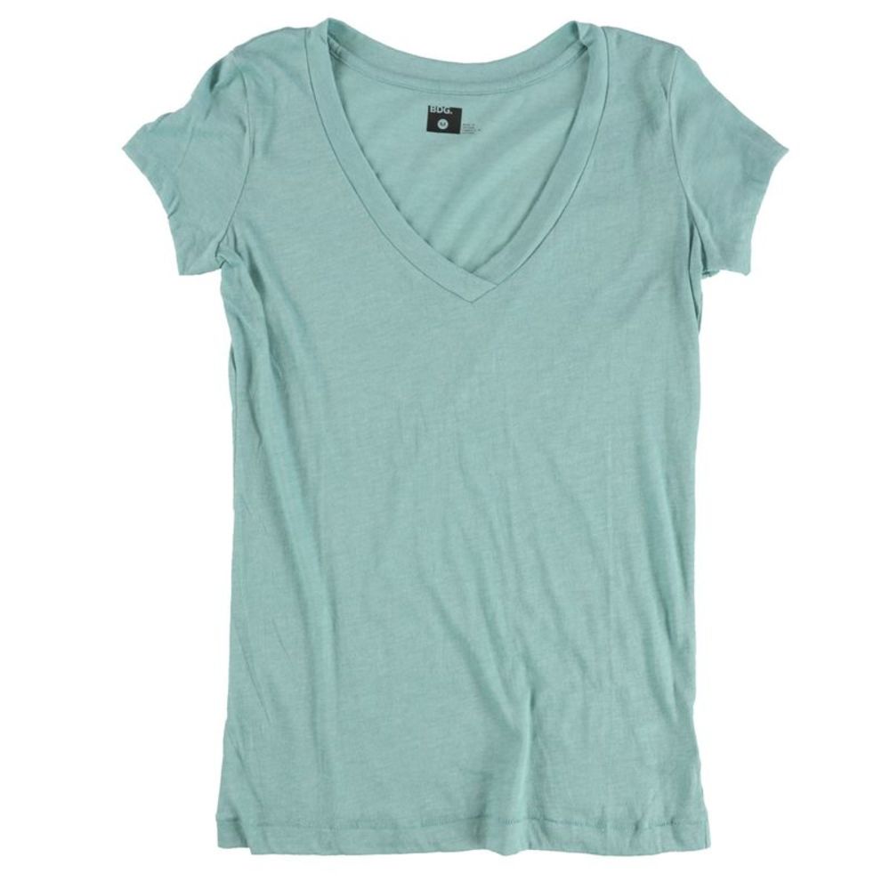 BDG Womens Solid V-Neck Basic T-Shirt, Green, NWT